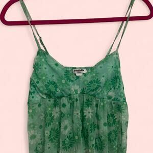 Vintage Y2K Green Floral Cami Tank Top RSQ Size Medium